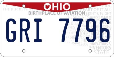 OH license plate GRI7796