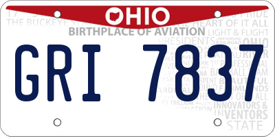 OH license plate GRI7837