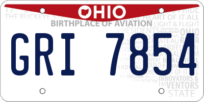 OH license plate GRI7854