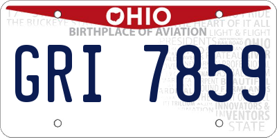 OH license plate GRI7859
