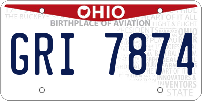 OH license plate GRI7874