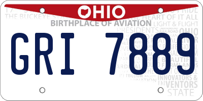 OH license plate GRI7889