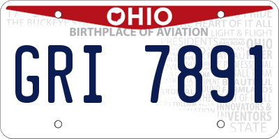 OH license plate GRI7891