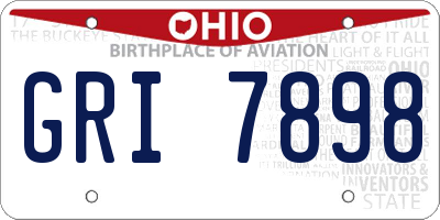 OH license plate GRI7898