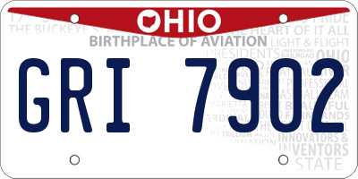 OH license plate GRI7902