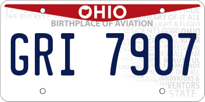 OH license plate GRI7907