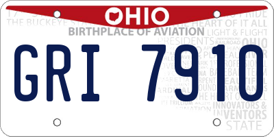 OH license plate GRI7910