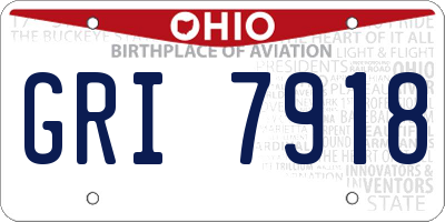 OH license plate GRI7918