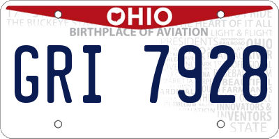 OH license plate GRI7928