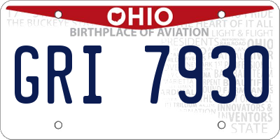 OH license plate GRI7930