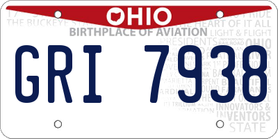 OH license plate GRI7938