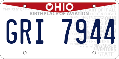 OH license plate GRI7944