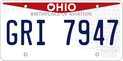 OH license plate GRI7947
