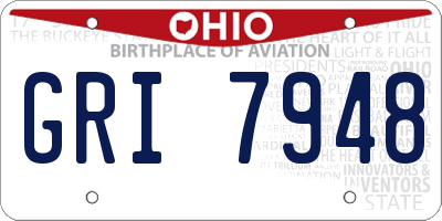 OH license plate GRI7948