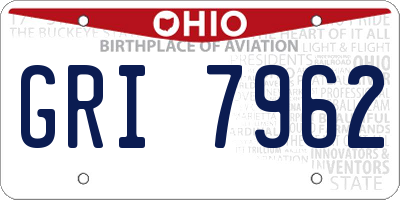OH license plate GRI7962