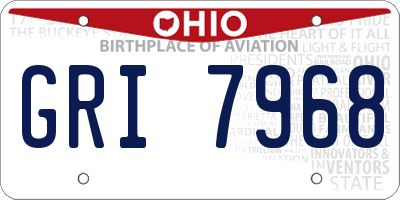 OH license plate GRI7968
