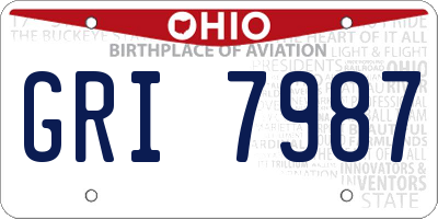 OH license plate GRI7987