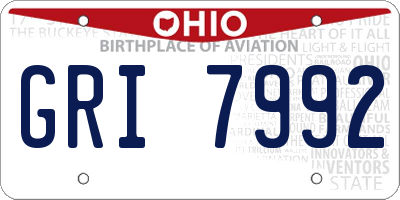 OH license plate GRI7992