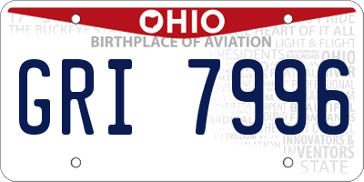 OH license plate GRI7996