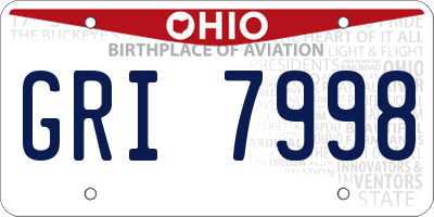 OH license plate GRI7998