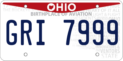 OH license plate GRI7999