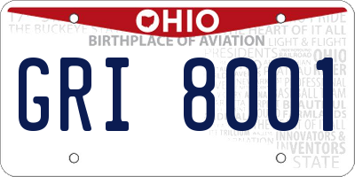 OH license plate GRI8001