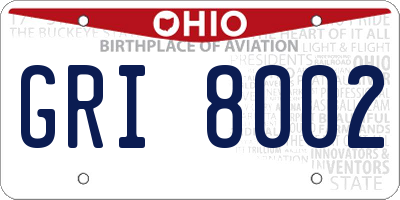OH license plate GRI8002