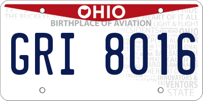 OH license plate GRI8016