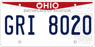 OH license plate GRI8020