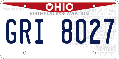 OH license plate GRI8027