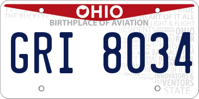 OH license plate GRI8034