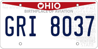 OH license plate GRI8037