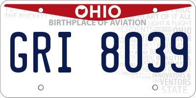 OH license plate GRI8039