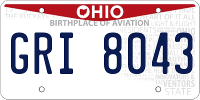 OH license plate GRI8043