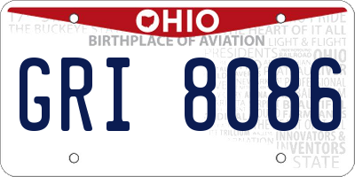 OH license plate GRI8086