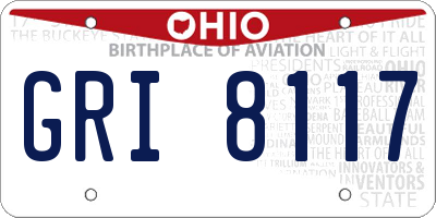 OH license plate GRI8117
