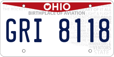 OH license plate GRI8118