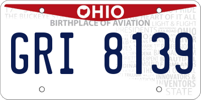 OH license plate GRI8139