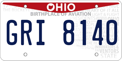 OH license plate GRI8140