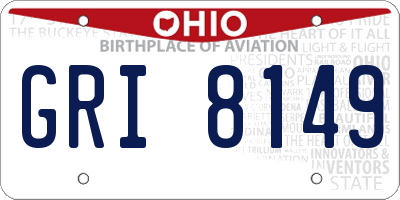 OH license plate GRI8149