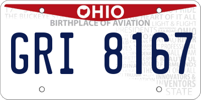 OH license plate GRI8167