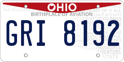 OH license plate GRI8192