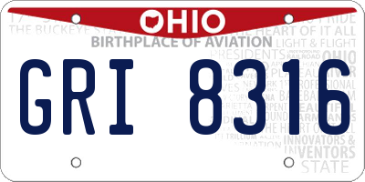 OH license plate GRI8316