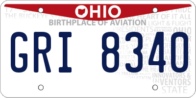 OH license plate GRI8340
