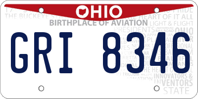 OH license plate GRI8346