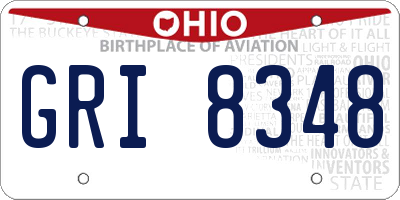 OH license plate GRI8348