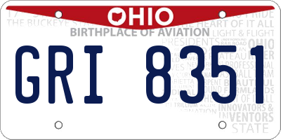 OH license plate GRI8351
