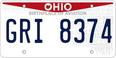 OH license plate GRI8374