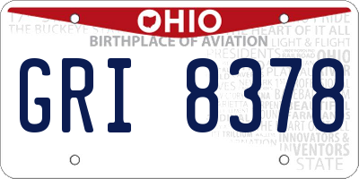 OH license plate GRI8378