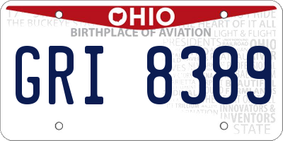 OH license plate GRI8389